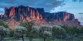 Sunset approaches the Superstition Mountains